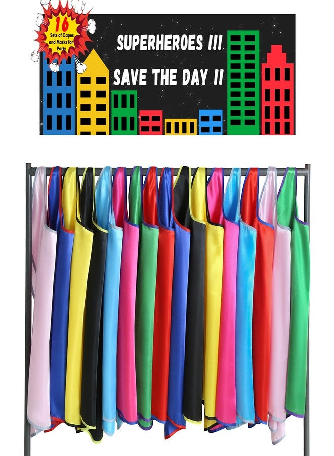 D.Q.Z Superhero Capes and Masks for Kids 16 Set, Boys Super Hero Party Favor Costume, 3 years old Girls Gifts Birthday Toys (Multicolor) - Image 4
